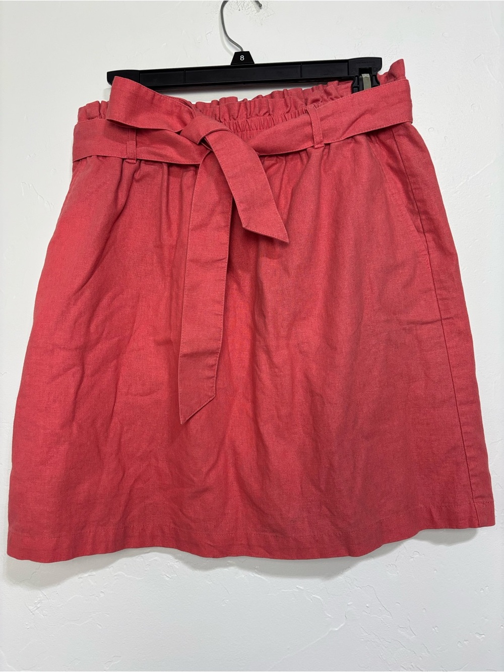 J.CREW Women's Pink Coral Solid Linen Cotton A-Line Mini Skirt Medium Preppy